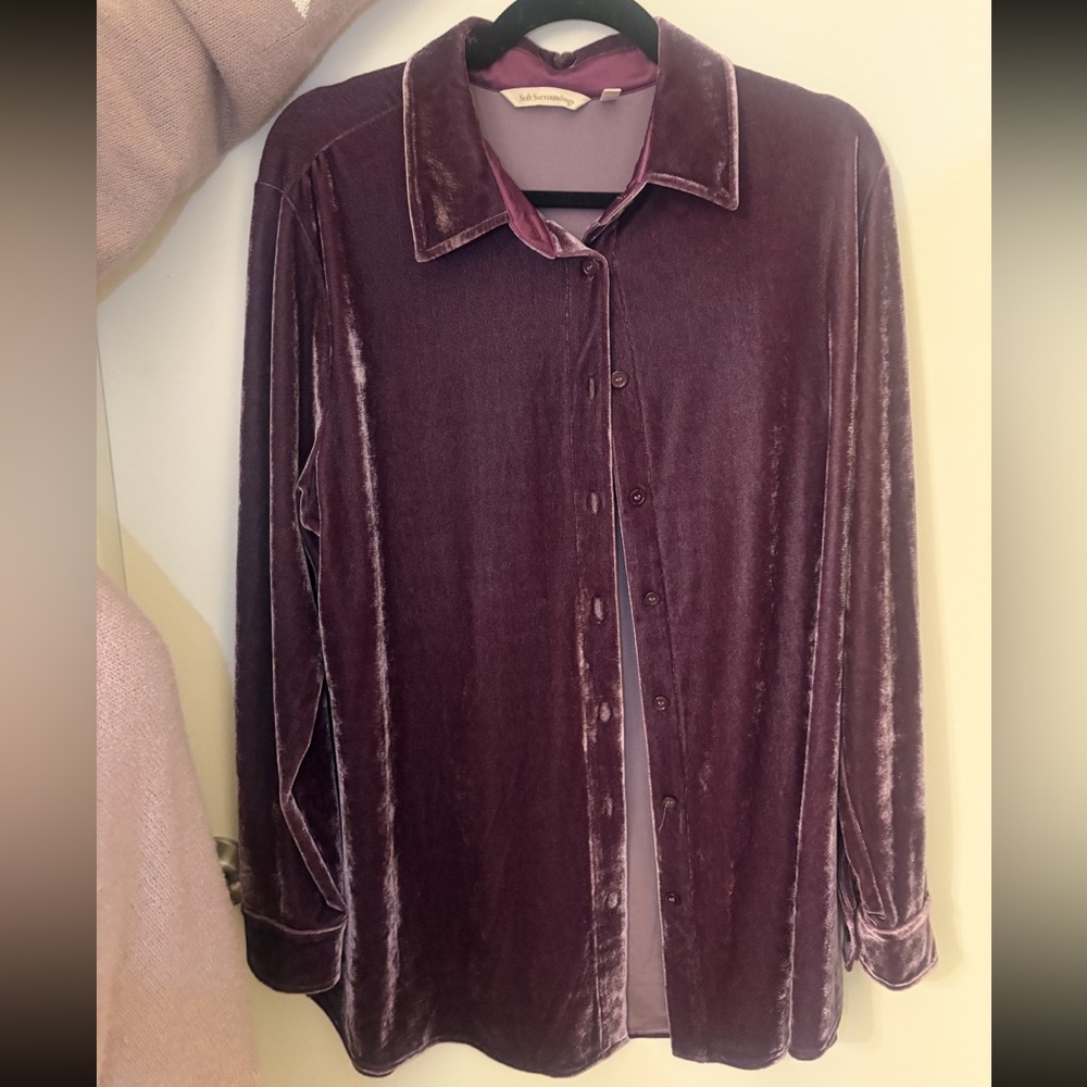 Soft Surroundings Luxurious Velvet Women’s XL Shirt in Rich Purple